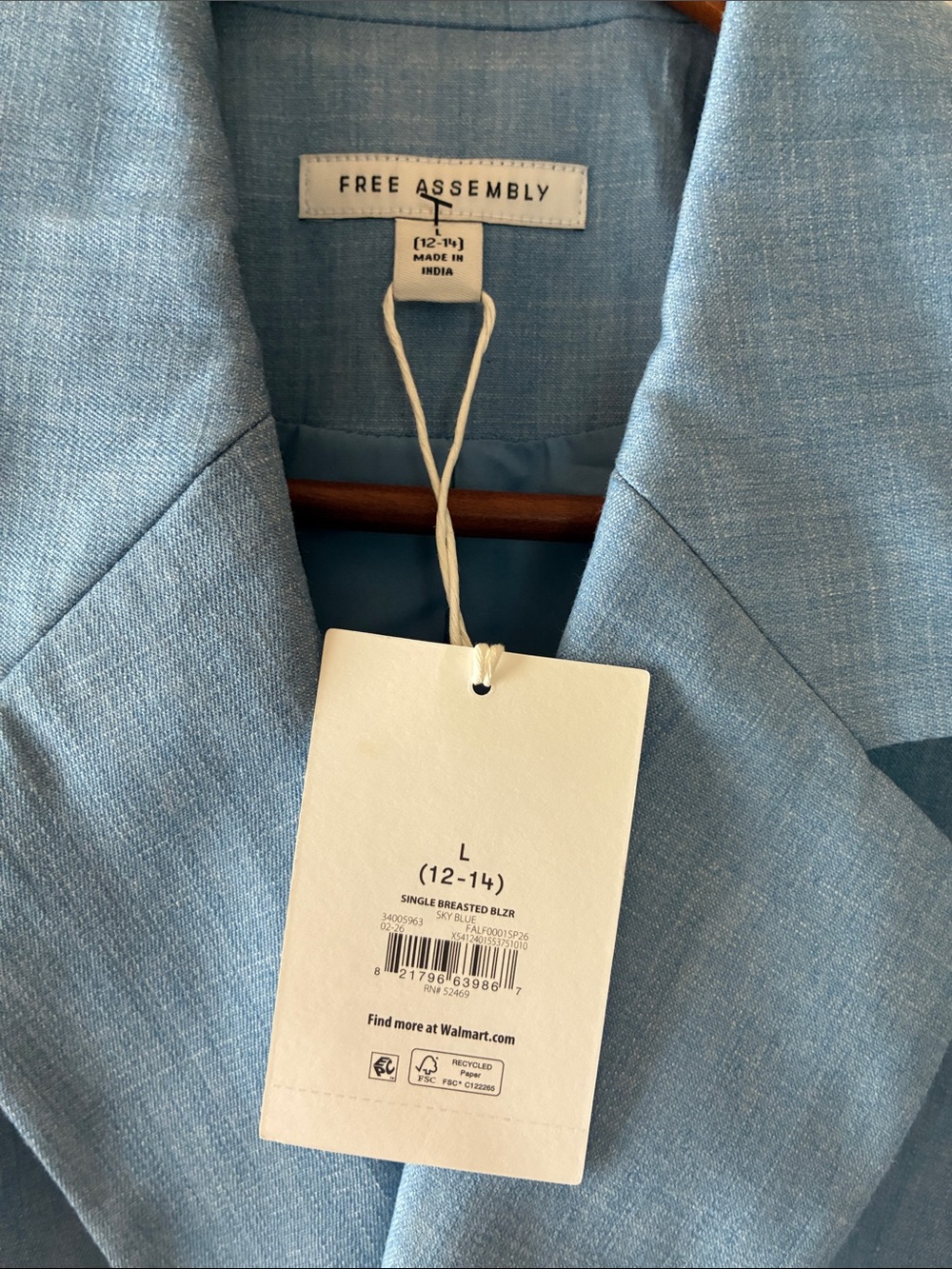 NWT SINGLE BREASTED BLZR SKY BLUE -L(12-14) WOMEN - Picture 2 of 10